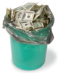 Money in dustbin